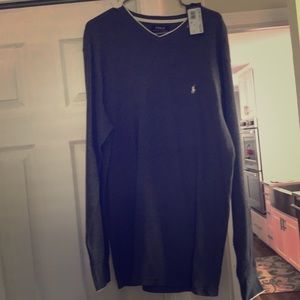 Polo v-neck sweater/shirt - gray - NWT